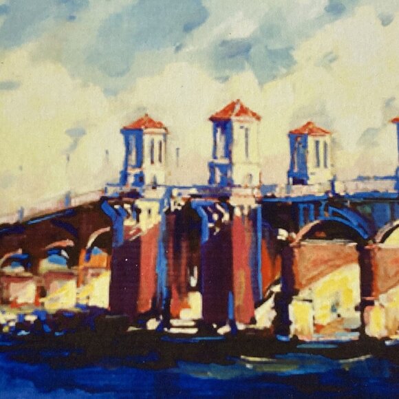 BRIDGE Of Lions St Augustine Florida Signed Artist Original Print - Picture 1 of 9